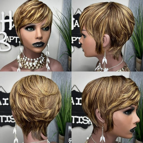 Image of Frenzy Straight Pixie Cut Hair Bob Wig Honey Gold-FrenzyAfricanFashion.com