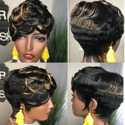 Image of Frenzy Straight Pixie Cut Hair Bob Wig Honey Gold-FrenzyAfricanFashion.com