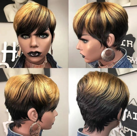 Image of Frenzy Straight Pixie Cut Hair Bob Wig Honey Gold-FrenzyAfricanFashion.com