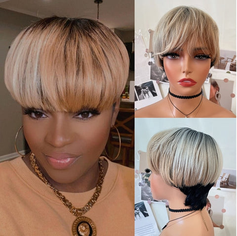 Image of Frenzy Straight Pixie Cut Hair Bob Wig Honey Gold-FrenzyAfricanFashion.com