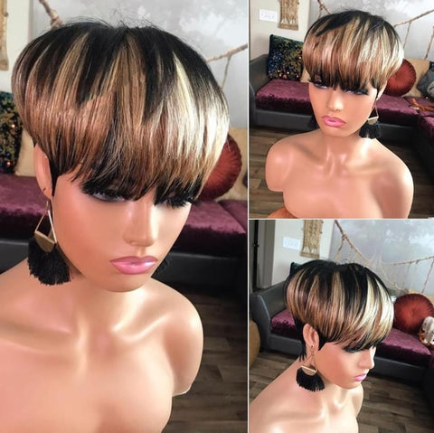 Image of Frenzy Straight Pixie Cut Hair Bob Wig Honey Gold-FrenzyAfricanFashion.com