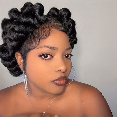 Image of Elegant Full Lace Braid Wig for Women - 200% Density, Double-Layered, Short Style with Large Partition - Perfect for Daily Wear-FrenzyAfricanFashion.com