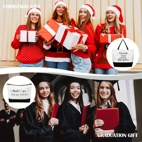 Image of 24 pcs 24-Piece Bulk Thank You Canvas Tote Bags for Women, Coworkers, Teachers, Staff - Appreciation Gifts, Makeup Bags-FrenzyAfricanFashion.com