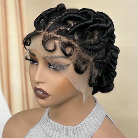 Image of Freesia Beauty Elegant Full Lace Synthetic Wig for Women - High-Density 180%, Heat Resistant Up to 356°F, Versatile Black Braided Style with Natural Look & Fullness, Suitable for All Ethnicities, Heat Resistant Lace Front Wi-FrenzyAfricanFashion.com