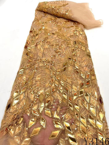 Image of Luxury Mirror Beaded Fabric Lace - Diamond-FrenzyAfricanFashion.com