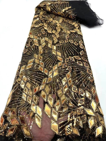 Image of Luxury Mirror Beaded Fabric Lace - Diamond-FrenzyAfricanFashion.com