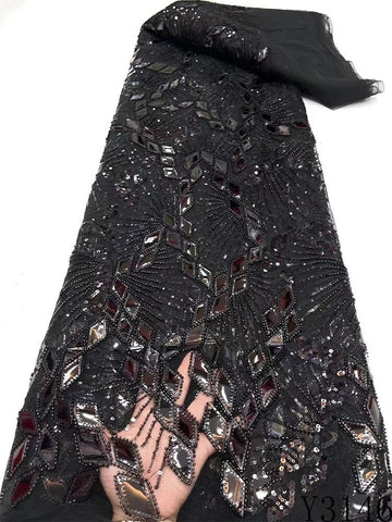 Image of Luxury Mirror Beaded Fabric Lace - Diamond-FrenzyAfricanFashion.com