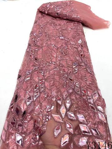 Image of Luxury Mirror Beaded Fabric Lace - Diamond-FrenzyAfricanFashion.com