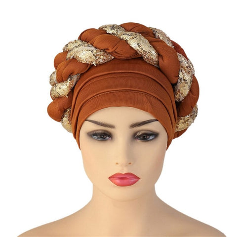 Image of Braided Twisted turbans Headwrap chemo Cap-FrenzyAfricanFashion.com