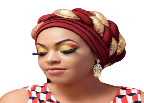 Image of Briaded Turban headband Auto Geles Headtie Already Made-FrenzyAfricanFashion.com