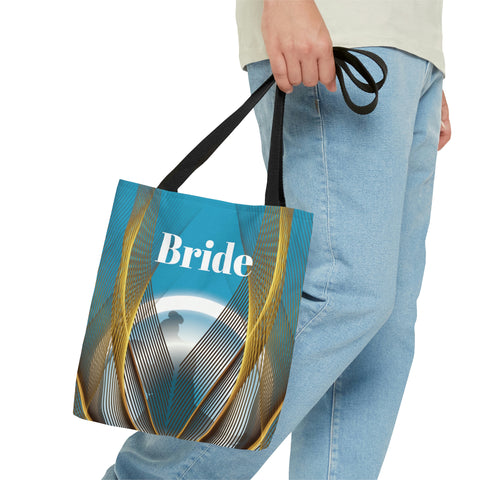 Image of Blue Bridal Tote | Custom Bridal Shower Gift Bag | Wedding Handbag | Gift For Bride | Beach Wedding Shoulder Bag-FrenzyAfricanFashion.com