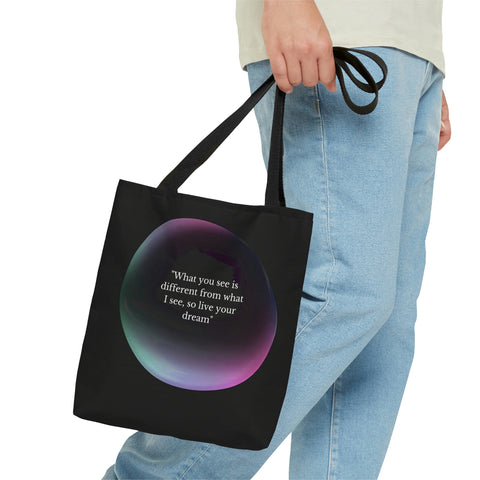 Image of Black Tote Bag | Inspirational totes | "What you see is different from what I see, so live your dream"-FrenzyAfricanFashion.com