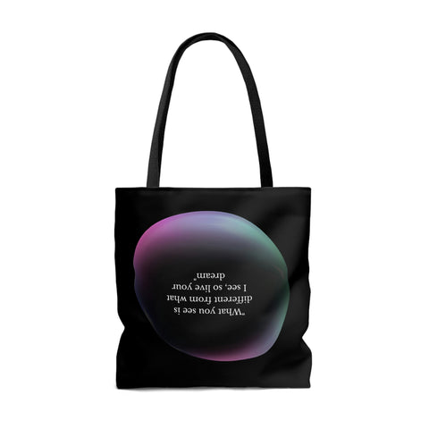 Image of Black Tote Bag | Inspirational totes | "What you see is different from what I see, so live your dream"-FrenzyAfricanFashion.com