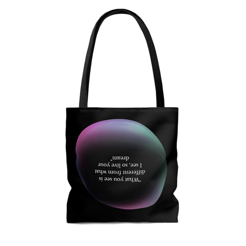Image of Black Tote Bag | Inspirational totes | "What you see is different from what I see, so live your dream"-FrenzyAfricanFashion.com
