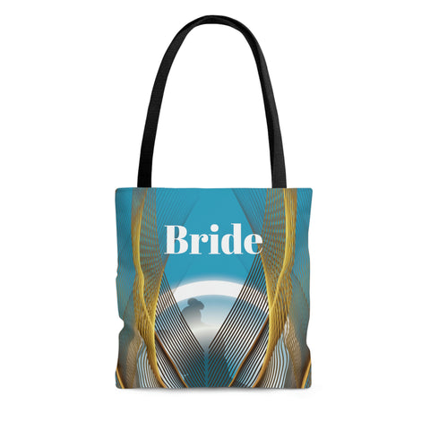 Image of Blue Bridal Tote | Custom Bridal Shower Gift Bag | Wedding Handbag | Gift For Bride | Beach Wedding Shoulder Bag-FrenzyAfricanFashion.com