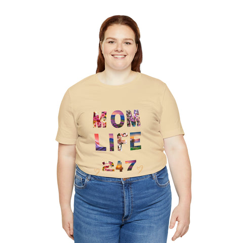 Image of Mom Short Sleeve Tees Shirts | Mom Life 247 | Women Top-FrenzyAfricanFashion.com
