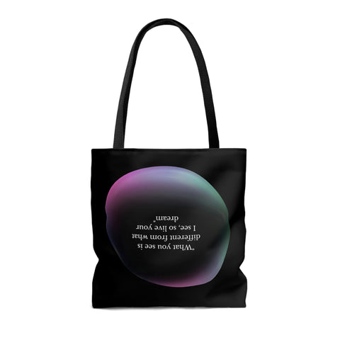 Image of Black Tote Bag | Inspirational totes | "What you see is different from what I see, so live your dream"-FrenzyAfricanFashion.com