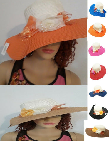 Image of WHOLESALE SUMMER HATS ROSE DESIGNS A012-FrenzyAfricanFashion.com