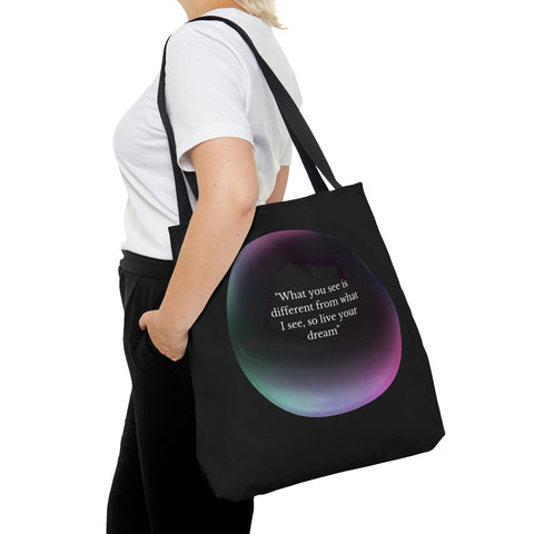 Image of Black Tote Bag | Inspirational totes | "What you see is different from what I see, so live your dream"-FrenzyAfricanFashion.com
