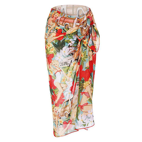 Image of Retro Swimwear Women Printed Bikini Red One-piece Swimsuit Bathing Suit Summer Skirt Beach Wear Plus Size Luxury-FrenzyAfricanFashion.com