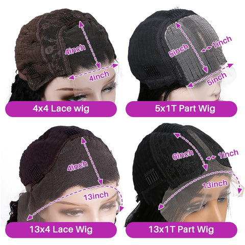 Image of Short Curly Bob Wig Brazilian 13X1 Lace Human Hair Wigs 4X4 Closure Wig Pre Plucked Remy Deep Wave 5x1 T Part Lace Wig For Women-FrenzyAfricanFashion.com