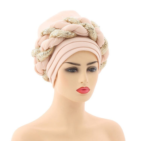Image of Braided Twisted turbans Headwrap chemo Cap-FrenzyAfricanFashion.com