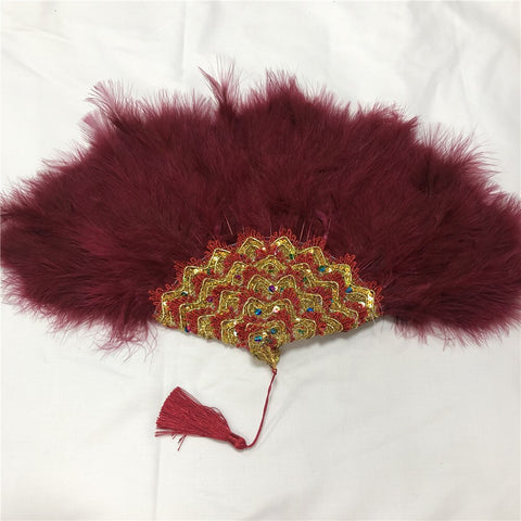 Image of Sequins Double Sided Hand Dance Feather Fans-FrenzyAfricanFashion.com