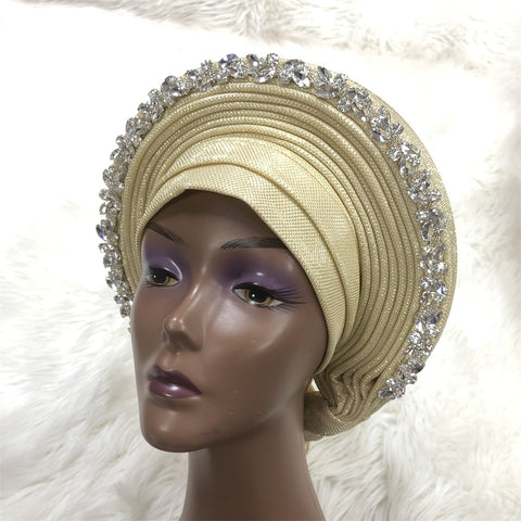 Image of Already Made Aso Oke Gele Headtie Asoebi Turban-FrenzyAfricanFashion.com