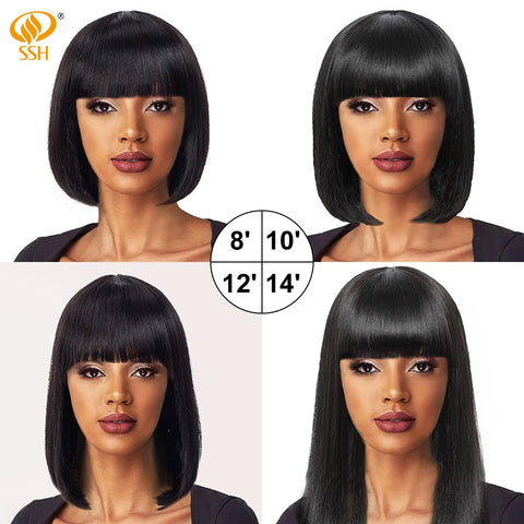 Image of Short Human Hair Wig Women Straight Remy Hair Bob-FrenzyAfricanFashion.com
