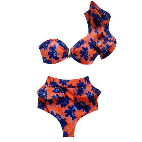 Image of One Shoulder Bikinis Set High Waist Swim Suits Beachwear-FrenzyAfricanFashion.com