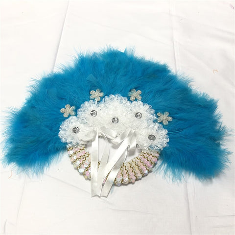 Image of Sequins Double Sided Hand Dance Feather Fans-FrenzyAfricanFashion.com
