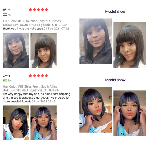 Image of Short Human Hair Wig Women Straight Remy Hair Bob-FrenzyAfricanFashion.com