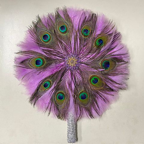 Image of Luxurious African Dance Lace Feather Fans Wedding Party-FrenzyAfricanFashion.com