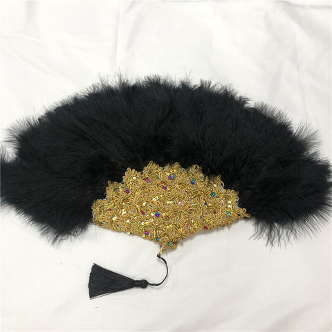 Image of Sequins Double Sided Hand Dance Feather Fans-FrenzyAfricanFashion.com