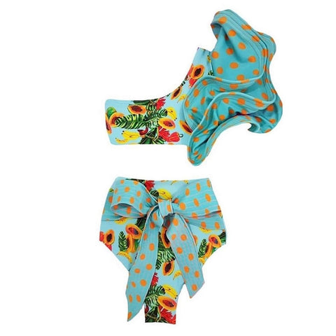 Image of One Shoulder Bikinis Set High Waist Swim Suits Beachwear-FrenzyAfricanFashion.com