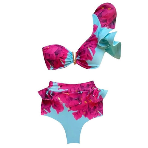Image of One Shoulder Bikinis Set High Waist Swim Suits Beachwear-FrenzyAfricanFashion.com