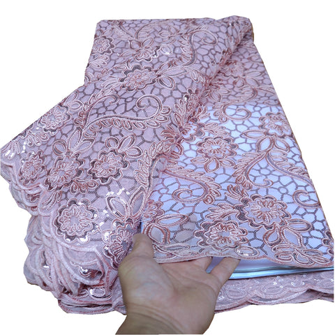 Image of 5 yards High quality African sequins lace fabric wedding Nigerian occasional-FrenzyAfricanFashion.com