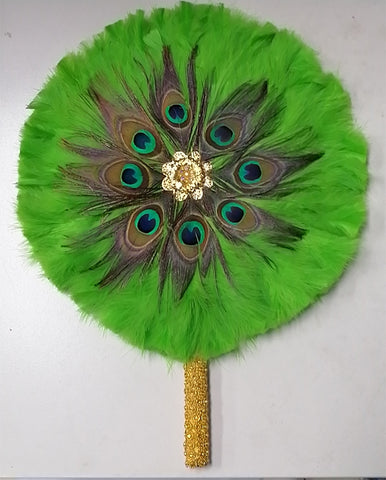Image of Luxurious African Dance Lace Feather Fans Wedding Party-FrenzyAfricanFashion.com