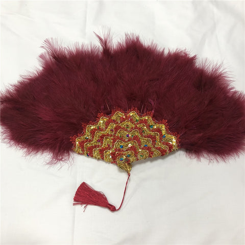 Image of Sequins Double Sided Hand Dance Feather Fans-FrenzyAfricanFashion.com