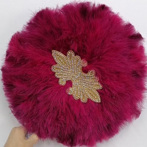 Image of Luxurious African Dance Lace Feather Fans Wedding Party-FrenzyAfricanFashion.com