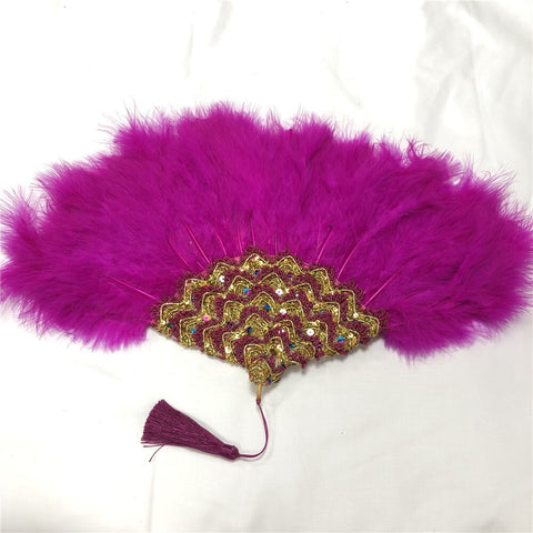 Image of Sequins Double Sided Hand Dance Feather Fans-FrenzyAfricanFashion.com