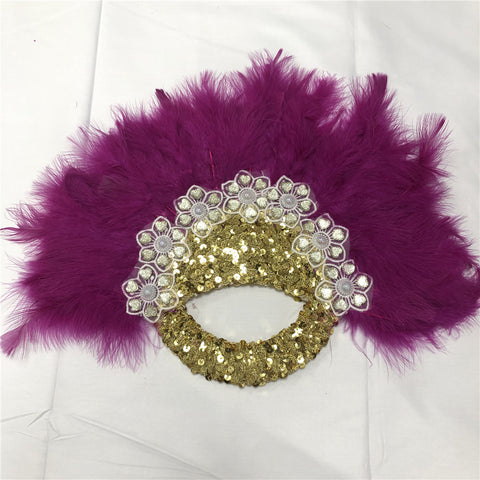 Image of Sequins Double Sided Hand Dance Feather Fans-FrenzyAfricanFashion.com