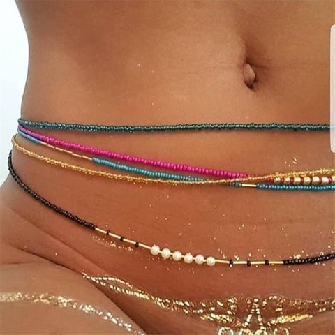 Image of Bohemia Colorful Beads Waist Belly Beach Waistband Bikini Beads Jewelry-FrenzyAfricanFashion.com