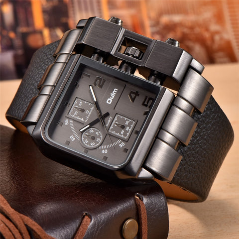 Image of Oulm 3364 Casual Wristwatch Square Dial Wide Strap Men's Quartz Watch Luxury Brand Male Clock Super Big Men Watches montre homme-FrenzyAfricanFashion.com