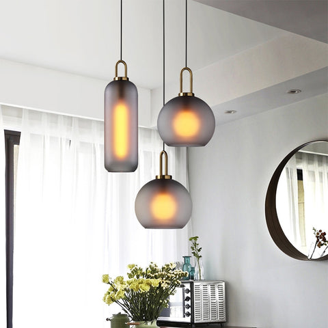 Image of Postmodern ins Pendant Lights Luxury Restaurant Lamps Nordic Bar Bedroom Bedside Glass Ball Single Hanging Lamp-FrenzyAfricanFashion.com