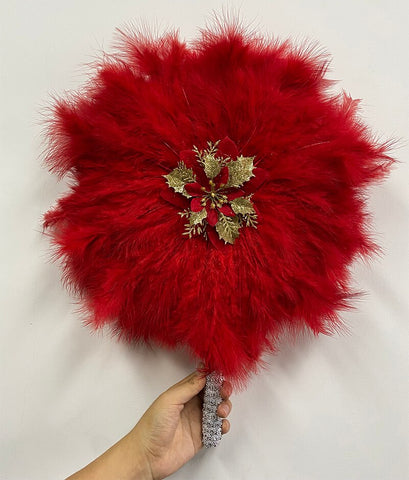 Image of Luxurious African Dance Lace Feather Fans Wedding Party-FrenzyAfricanFashion.com