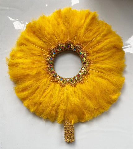 Image of Luxurious African Dance Lace Feather Fans Wedding Party-FrenzyAfricanFashion.com