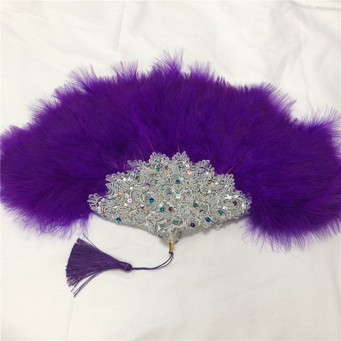 Image of Sequins Double Sided Hand Dance Feather Fans-FrenzyAfricanFashion.com