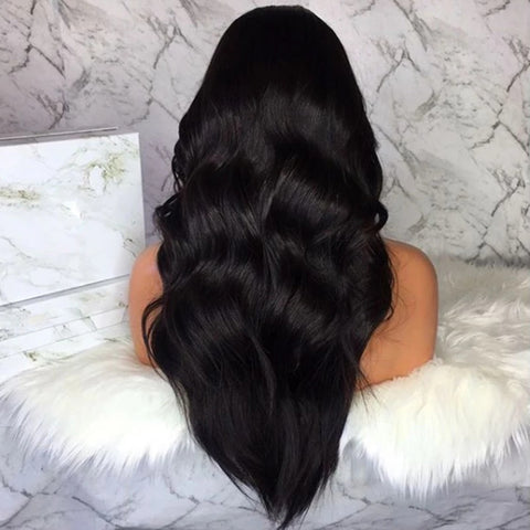 Image of Kryssma 26 inch Black Body Wave Wig Loose Deep Wave Lace Front Synthetic Wigs for Women 13X3 Synthetic Lace perruque synthétique-FrenzyAfricanFashion.com