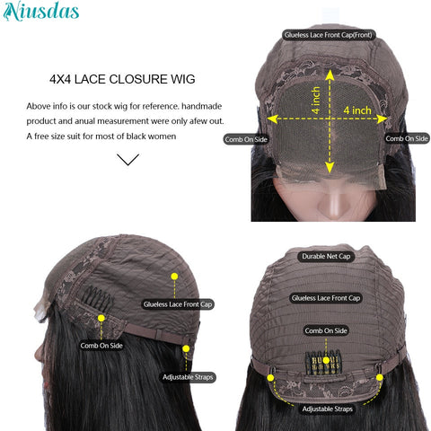 Image of Highlight Wig Human Hair Wigs Water Wave Lace Front Wig 4*4 Closure Wigs For Women Human Hair Niusdas Lace Wigs 150% Density-FrenzyAfricanFashion.com